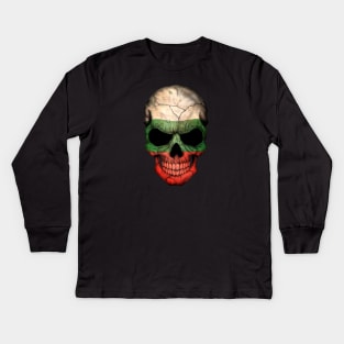 Bulgarian Flag Skull Kids Long Sleeve T-Shirt